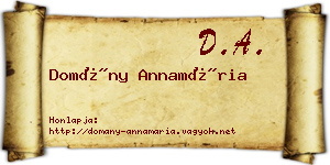 Domány Annamária névjegykártya