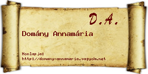 Domány Annamária névjegykártya